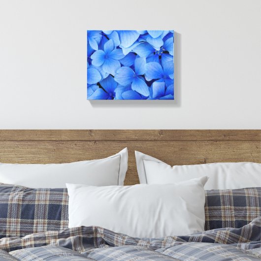 Blue Hydrangea Flowers Canvas Afdruk (Insitu (Slaapkamer))