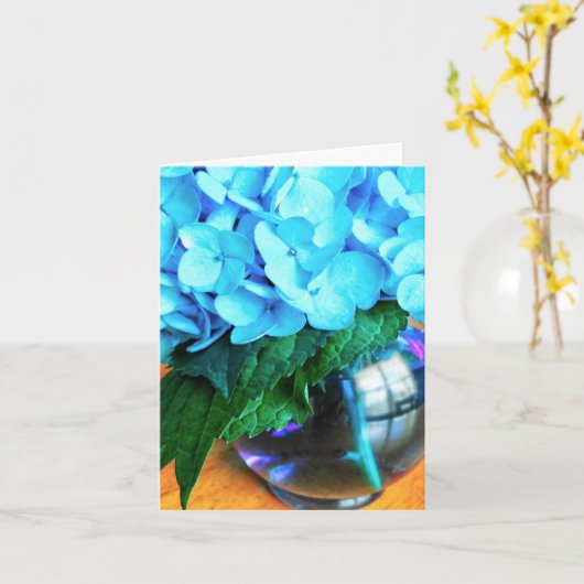 Blue Hydrangea Flowers Carte pour notes (Fleur jaune)