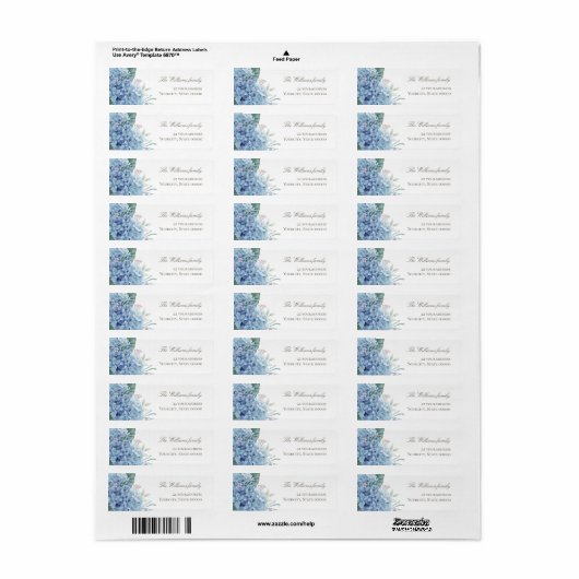 blue hydrangea flowers etiket (Full Sheet)