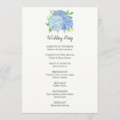 Blue Hydrangea Flowers Foliage Wedding Programma (Achterkant)