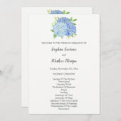 Blue Hydrangea Flowers Foliage Wedding Programma (Voorkant / Achterkant)