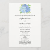 Blue Hydrangea Flowers Foliage Wedding Programma (Voorkant)