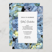 Blue Hydrangea Flowers Graduparty Invitation Kaart (Voorkant / Achterkant)