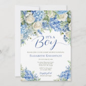 Blue Hydrangea Flowers Het is een Boy Baby shower Kaart (Voorkant)