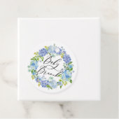 Blue Hydrangea Flowers Krans Baby Brunch Bedankjes Labels (In situ)