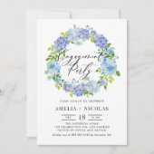 Blue Hydrangea Flowers Krans Engagement Party Kaart (Voorkant)