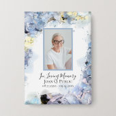 Blue Hydrangea Flowers Waterverf begrafenis Button (Voorkant)