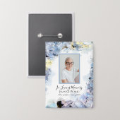 Blue Hydrangea Flowers Waterverf begrafenis Button (Voorkant / Achterkant)