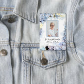 Blue Hydrangea Flowers Waterverf begrafenis Button (Insitu)