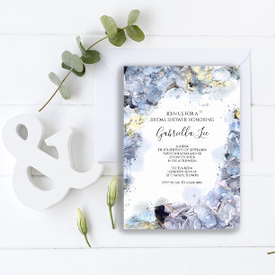 Blue Hydrangea Flowers Waterverf Vrijgezellenfeest Kaart