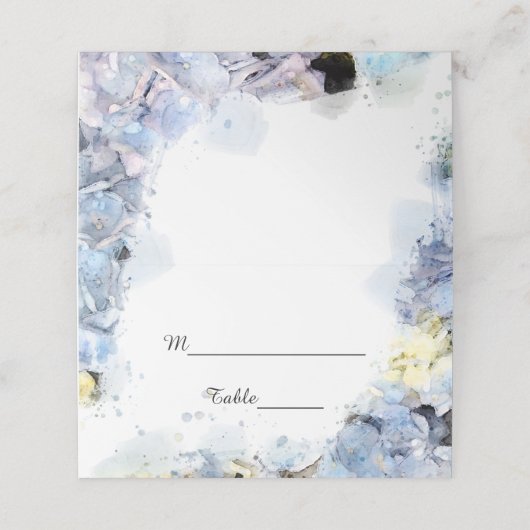 Blue Hydrangea Flowers Waterverf Wedding (Buitenkant ongevouwen)