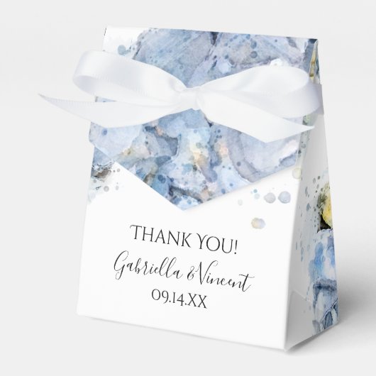 Blue Hydrangea Flowers Waterverf Wedding Bedankdoosjes (Voorkant Zijde)