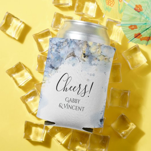 Blue Hydrangea Flowers Waterverf Wedding Favor Blikjeskoeler (Insitu Zomer)