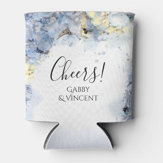Blue Hydrangea Flowers Waterverf Wedding Favor Blikjeskoeler (Voorkant)