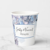 Blue Hydrangea Flowers Waterverf Wedding Papieren Bekers (Voorkant)