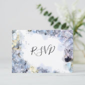 Blue Hydrangea Flowers Waterverf Wedding RSVP (Staand voorkant)