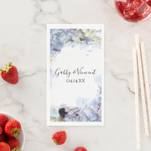 Blue Hydrangea Flowers Waterverf Wedding Servet