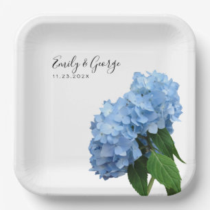 Blue Hydrangea Flowers Wedding Personalized Papieren Bordje
