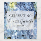 Blue Hydrangea Flowers Wedding Wijn Etiket (Enkel label)
