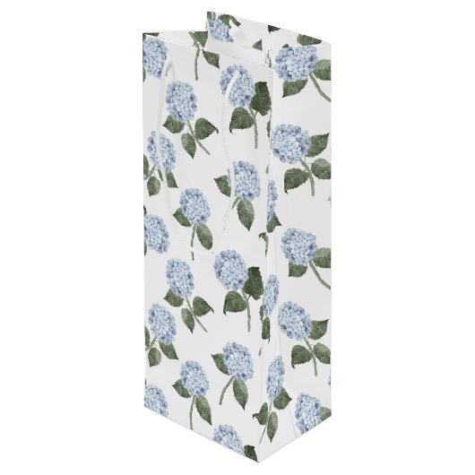 Blue Hydrangea Flowers Wijn Cadeautas (Achterkant Gekanteld)