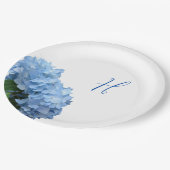 Blue Hydrangea Flowers Wood Background Papieren Bordje (Gekanteld)