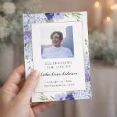 Blue Hydrangea Folded Funeral Program Template Flyer