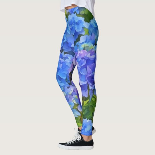 Blue Hydrangea Garden Art Leggings (Gauche)