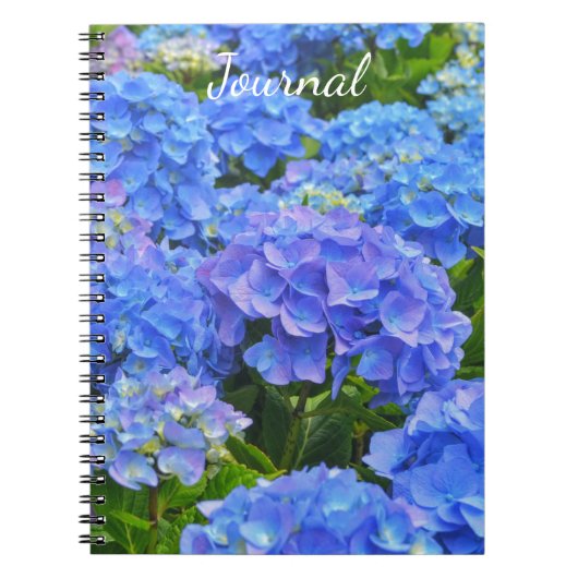 Blue Hydrangea Garden Flowers Journal Spiral (Devant)