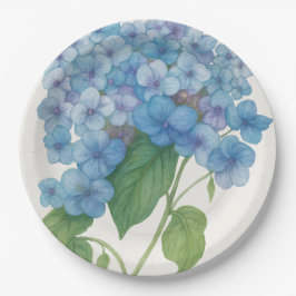Blue Hydrangea Garden Party Paper Plate | Elegant  Papieren Bordje