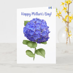 Blue Hydrangea gepersonaliseerde Floral Moederdag Kaart