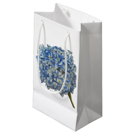 Blue Hydrangea Gift Bag Klein Cadeauzakje (Voorkant Gekanteld)