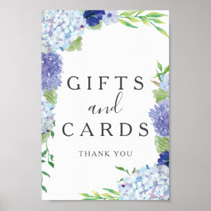Blue Hydrangea Gifts and Kaarten Sign. Poster