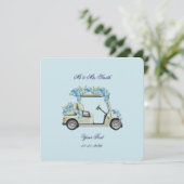 Blue Hydrangea Golf Cart Floral Wedding Invitation (Debout devant)