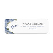 Blue Hydrangea Grad Return Address Label (Voorkant)