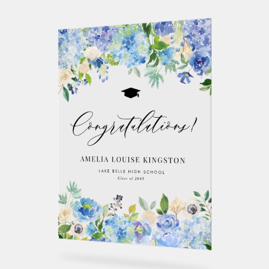 Blue Hydrangea Graduation Félicitations (Angle)