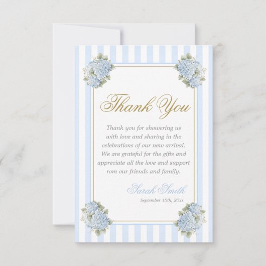 Blue Hydrangea Grand millennial Bedankkaart (Voorkant)