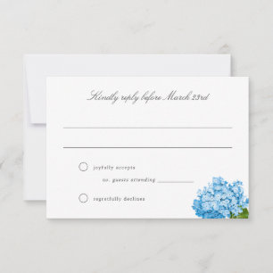 Blue Hydrangea Grand-millennial Wedding RSVP Kaart