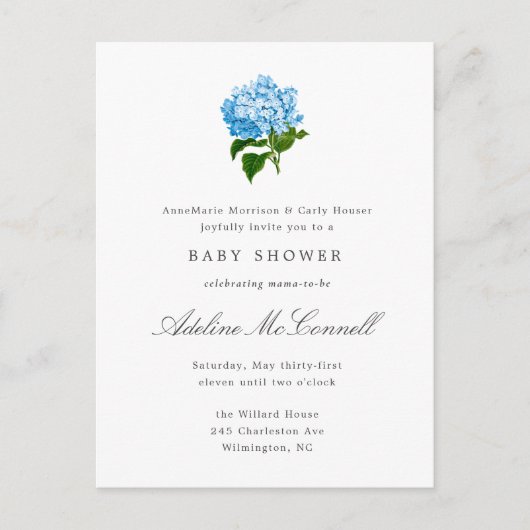Blue Hydrangea Grandmillennial Baby shower Briefkaart (Voorkant)
