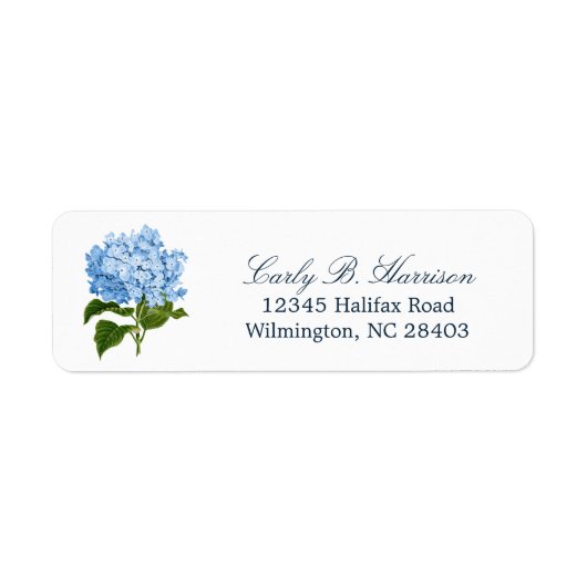 Blue Hydrangea Grandmillennial Retouradres Etiket (Voorkant)