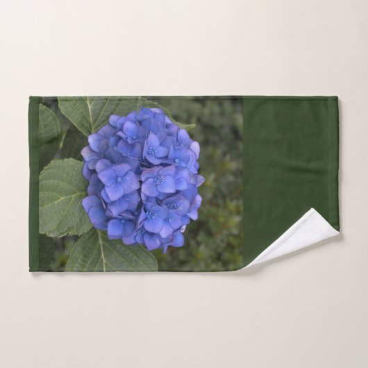 Blue Hydrangea Green Feuilles (Serviette à main)