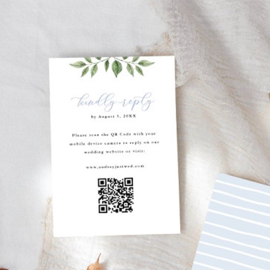 Blue Hydrangea Greenery QR Code Réponse verticale