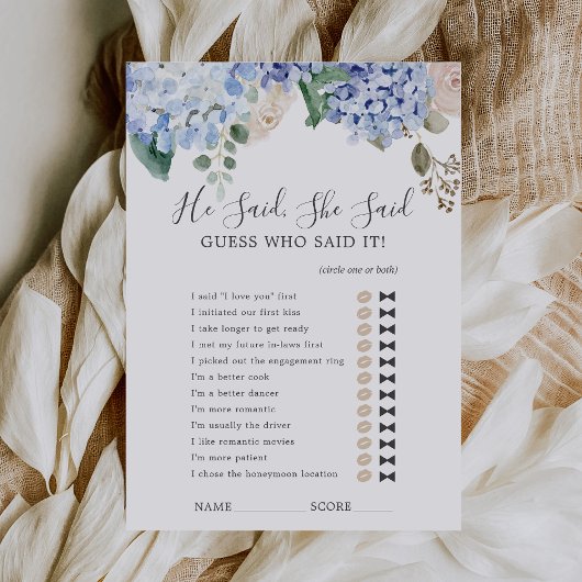 Blue Hydrangea Il Dit Qu'Elle A Dit Douche Carte D