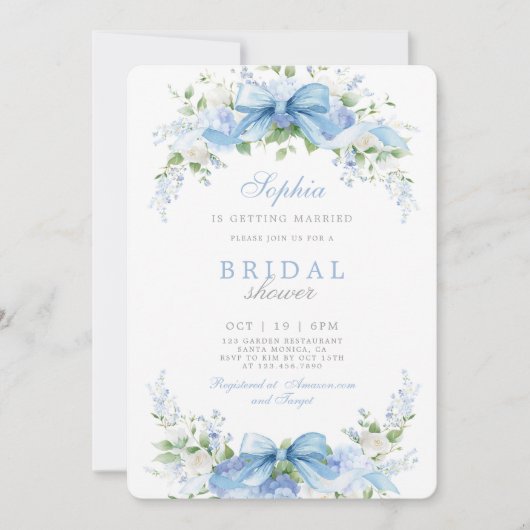 Blue Hydrangea invitation à la douche nuptiale (Devant)