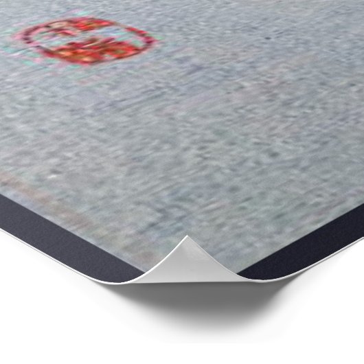 Blue Hydrangea Japans Woodcut met Bird Poster (Hoek)