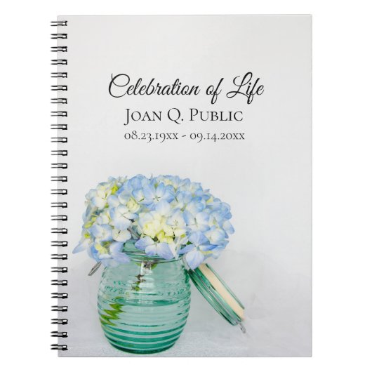 Blue Hydrangea Jar Célébration de la vie Livre d'o (Devant)