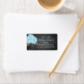 Blue Hydrangea Jar Chalkboard Wedding Label (Insitu)