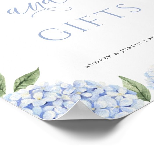 Blue Hydrangea Kaarten en geschenken bruiloft Poster (Hoek)