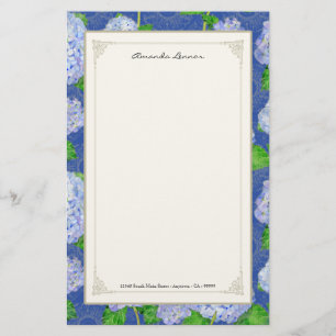 Blue Hydrangea Lace Floral Formal Elegant Weddings Briefpapier