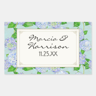 Blue Hydrangea Lace Floral Formal Elegant Weddings Rechthoekige Sticker
