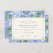 Blue Hydrangea Lace Floral Formal Elegant Weddings RSVP Kaartje (Voorkant / Achterkant)